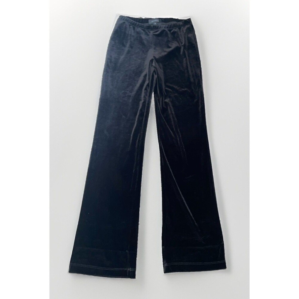 Karen Kane Black Velvet Pants S High Rise Pull On Straight Leg Quiet Lux